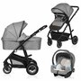Pachet complet pentru primele zile, Carucior 3 in 1, Lionelo, Bianka, Transformabil, Cu landou, salteluta moale, geanta pentru parinti + Patut co-sleeper, Lionelo, Aurora, 3 in 1, Cu saltea si geanta transport, Gri - 2