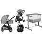 Pachet complet pentru primele zile, Carucior 3 in 1, Lionelo, Bianka, Transformabil, Cu landou, salteluta moale, geanta pentru parinti + Patut co-sleeper, Lionelo, Aurora, 3 in 1, Cu saltea si geanta transport, Gri - 1