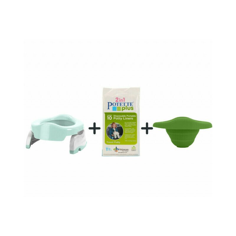 Potette plus - olita portabila cu liner reutilizabil + 10 pungi biodegradabile, vernil