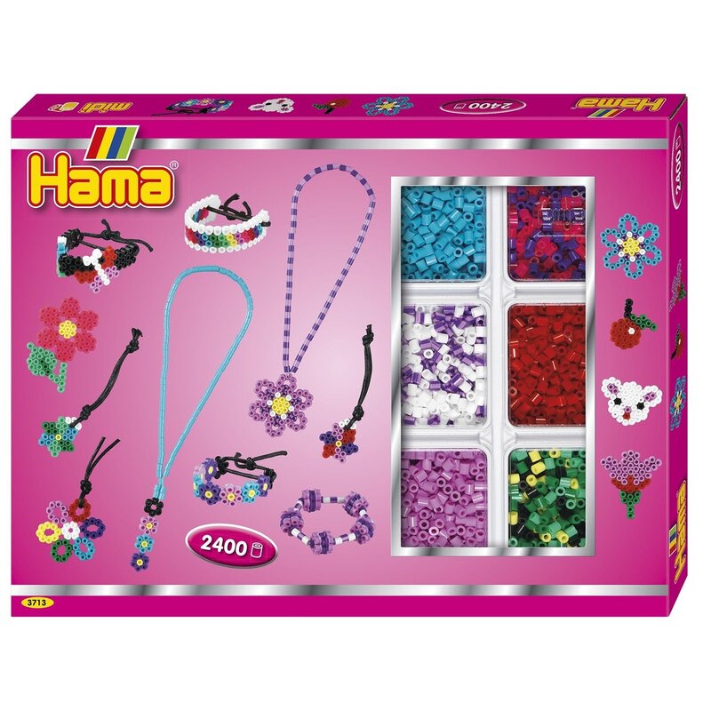 Hama - set margele de calcat pandantiv in cutie, cu 2 plansete, 2400 buc midi
