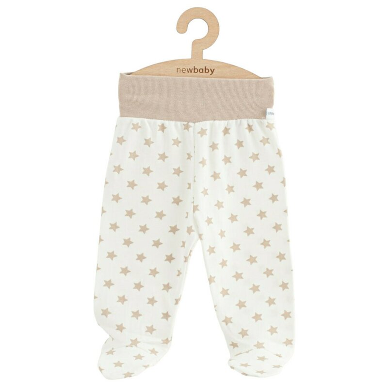 Pantalonasi, New Baby, Cu botosei, Marime 56, Din bumbac 100%, Classic II Beige Stars