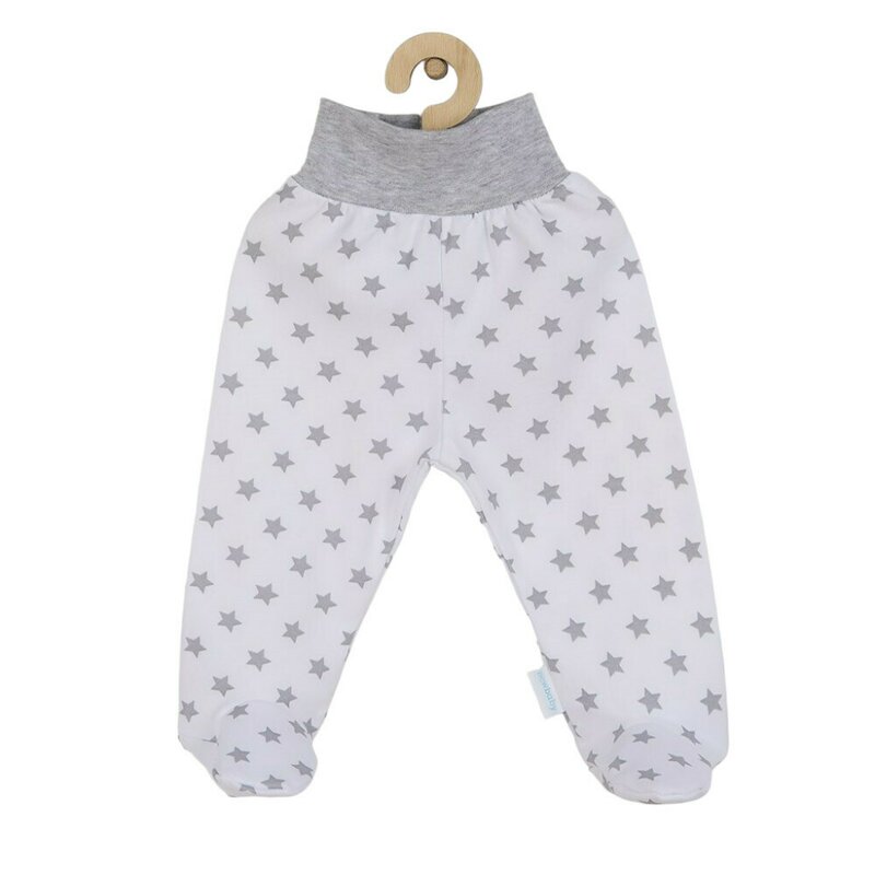 Pantalonasi, New Baby, Cu botosei, Marime 56, Din bumbac 100%, Classic II Grey with stars