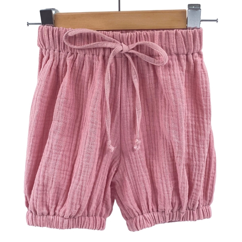 Pantaloni bufanti de vara pentru copii din muselina, Blushing Pink, 12-24 luni