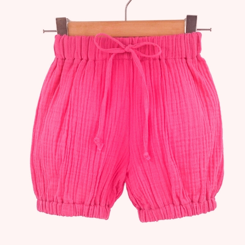 Pantaloni bufanti de vara pentru copii din muselina, Pink Pop, 12-24 luni