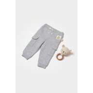 Pantaloni cu buzunare laterale, Two thread, 100%bumbac organic - Gri, BabyCosy (Marime: 12-18 Luni)