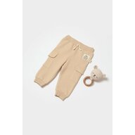 Pantaloni cu buzunare laterale, Two thread, 100%bumbac organic - Stone, BabyCosy (Marime: 3-6 Luni)