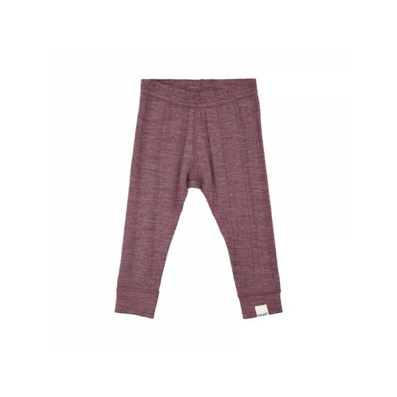 Pantaloni fine rib leggings din lana merinos - CeLaVi - Tulipwood 100