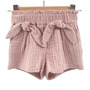 Pantaloni scurti pentru copii, din muselina, cu talie lata, Candy Pink, 3-4 ani - 1
