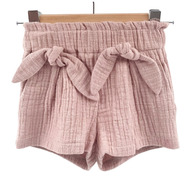 Pantaloni scurti pentru copii, din muselina, cu talie lata, Candy Pink, 5-6 ani