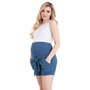 Pantaloni scurti, Pentru gravide, Certificati Oeko Tex Standard 100, Din bumbac si elastan, Masura XL, Indigo - 9