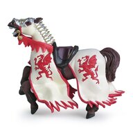 Papo - Figurina Calul regelui cu blazon dragon (rosu)