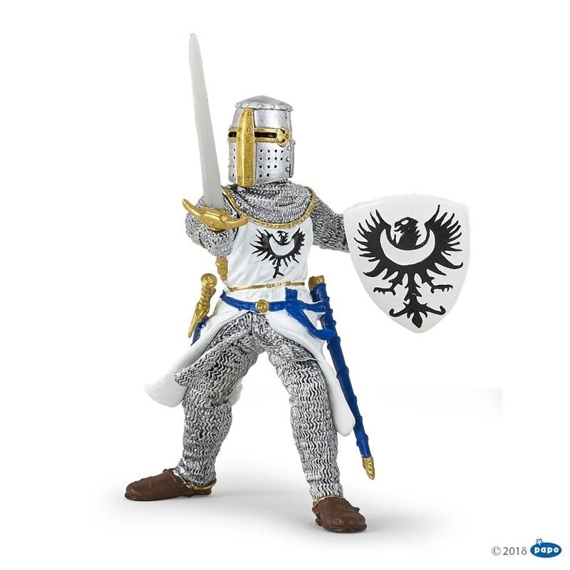 Figurina papo-cavaler alb cu sabie