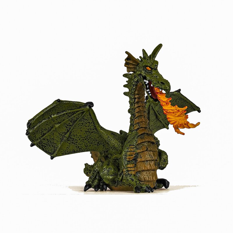 Papo - FIGURINA DRAGON VERDE INARIPAT CU FLACARA