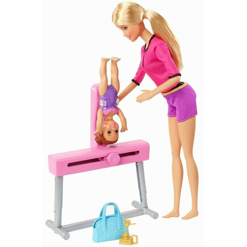 Mattel - Papusa Barbie Cariera , Blonda, Antrenoare de gimnastica
