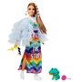 Mattel - Papusa Barbie , Extra style,  Cu rochie curcubeu, Multicolor - 1