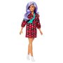 Mattel - Papusa Barbie Fashonista,  Cu parul mov, Cu rochita cu stelute - 2