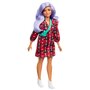 Mattel - Papusa Barbie Fashonista,  Cu parul mov, Cu rochita cu stelute - 7