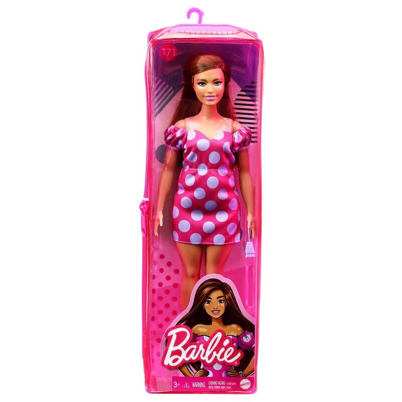 Mattel - Papusa Barbie, Satena, Cu rochie roz cu buline