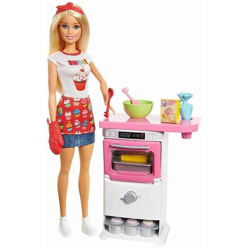 Mattel - papusa barbie , in bucatarie, multicolor