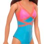 Mattel - Papusa Barbie , Satena, Cu costum de baie rosu-albastru - 6