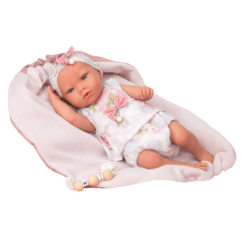 Papusa Reborn bebelus realist Arias Inna 38 cm White/Pink