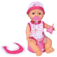 Simba - Papusa New Born Baby 30 cm Bebe Darling cu olita si bavetica roz inchis