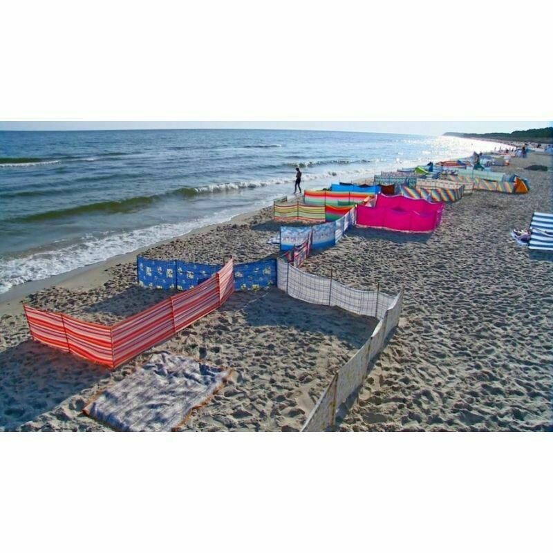 Springos - paravan pentru plaja pliabil 8 m navy stipes