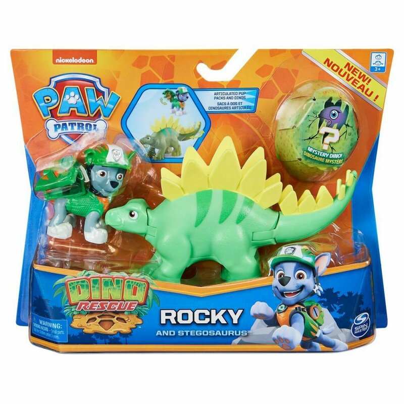 Spin Master - Set figurine Rocky , Paw Patrol , Cu dinozaurul Stegosaurus