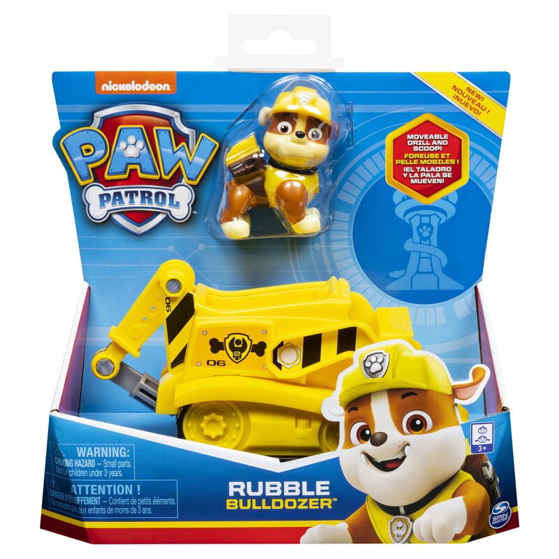 Spin Master - Buldozer , Paw Patrol , Cu figurina Rubble, Cu roti functionale