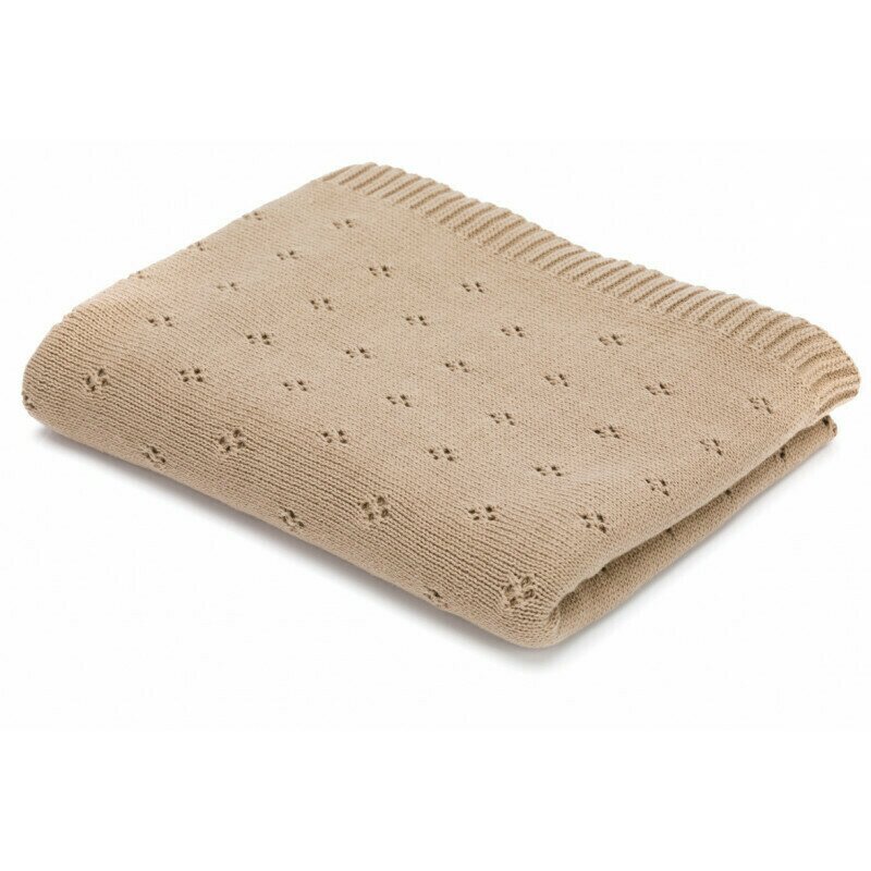 Fillikid - patura tricotata 100% bumbac,100x80cm, taupe flower