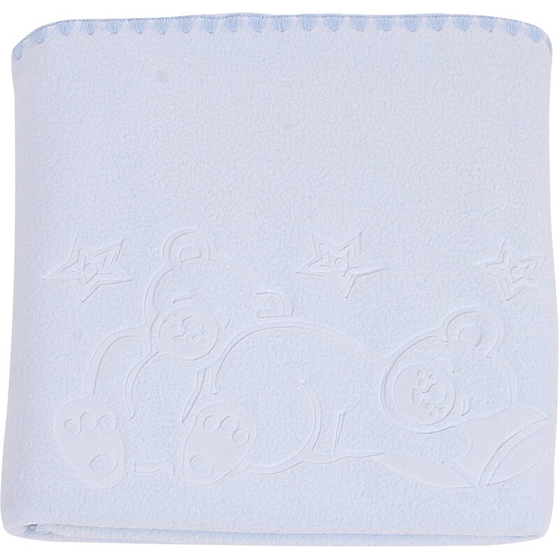 Womar zaffiro - paturica bebelusi cu model polar fleece 90 x 80 cm , albastru deschis
