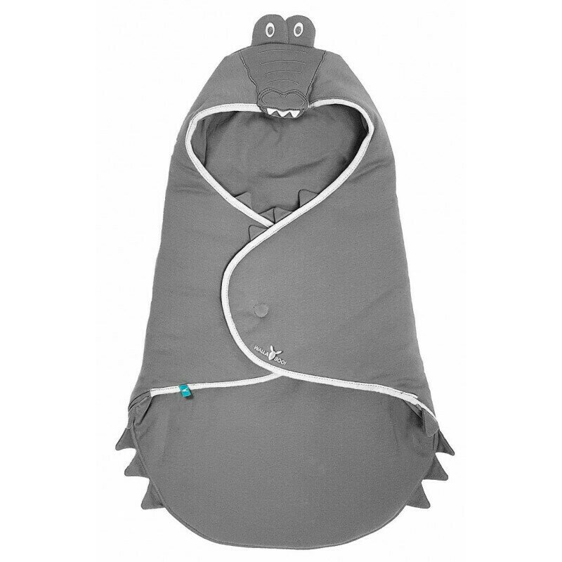 Wallaboo - paturica coco fun crocodile din bumbac, 90x70 cm, gri