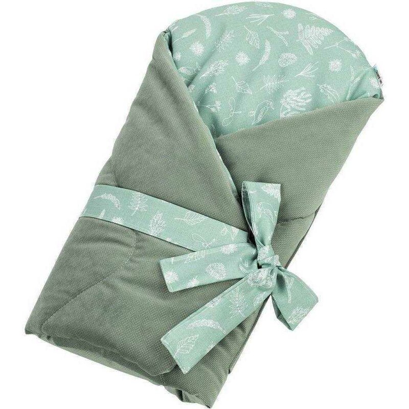 Infantilo - paturica de infasat velvet , crengute, multifunctionala, din bumbac, 75x75 cm, verde
