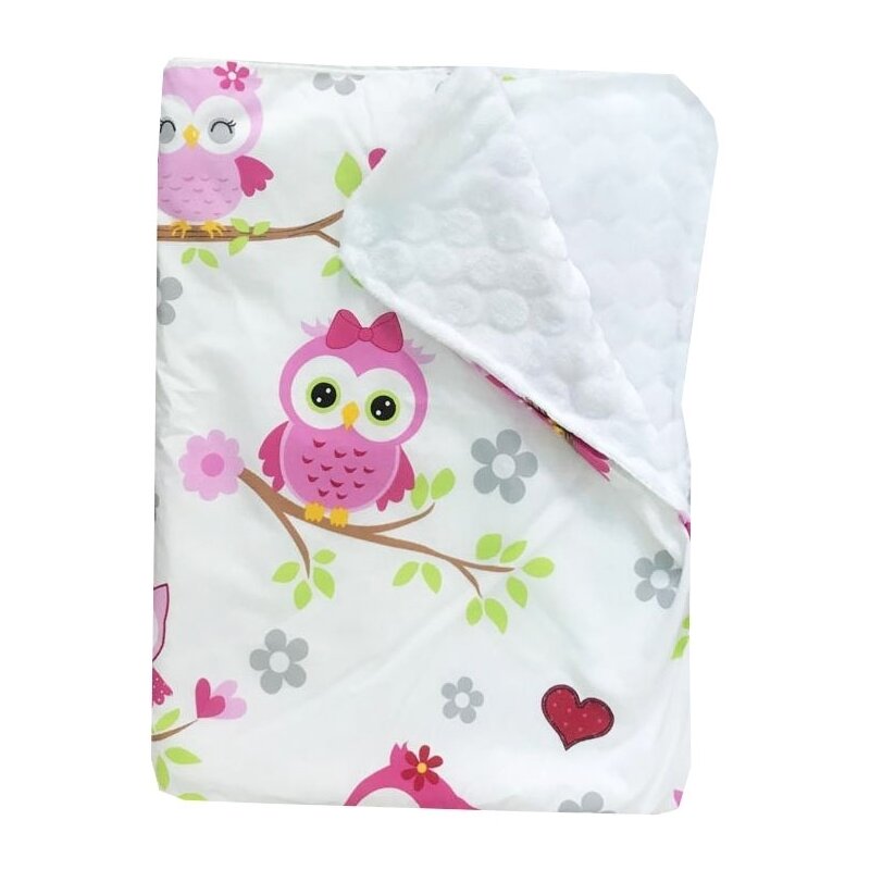 Deseda - paturica dubla bumbac - cocolino bufnite roz