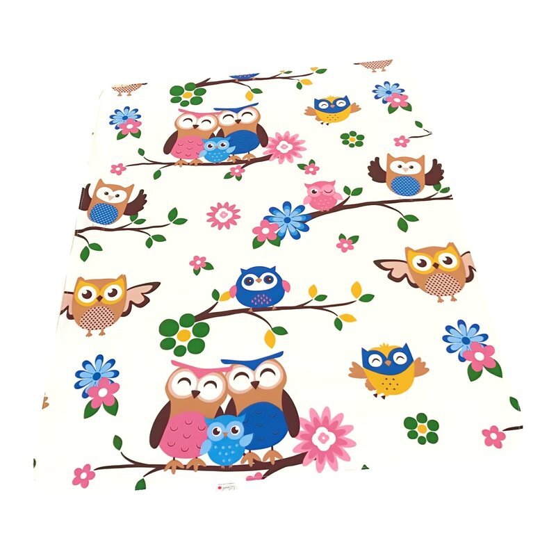 Deseda - paturica dubla din bumbac bufnite colorate