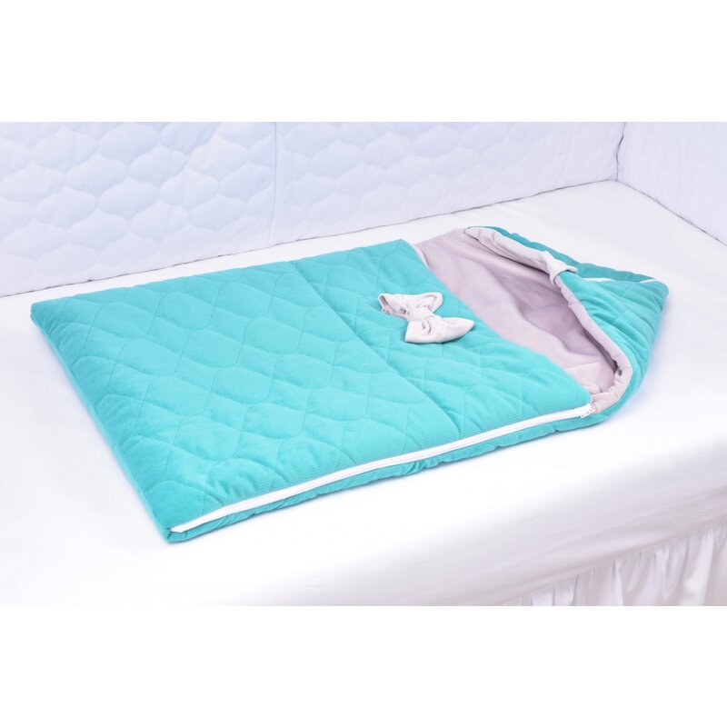 Paturica fermecata - paturica saculet gros velvet matlasat turquoise si gri