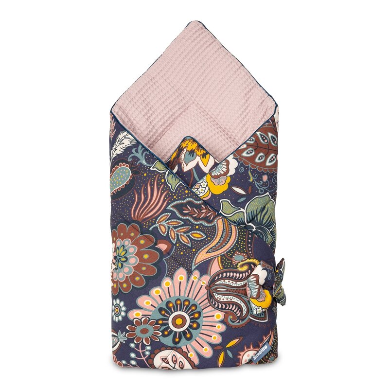 Sensillo - paturica de infasat wafel wrap boho din bumbac, 75x75 cm, roz