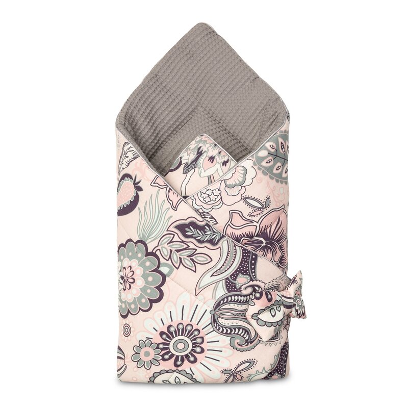 Sensillo - paturica de infasat wafel wrap indie grafit din bumbac, 75x75 cm