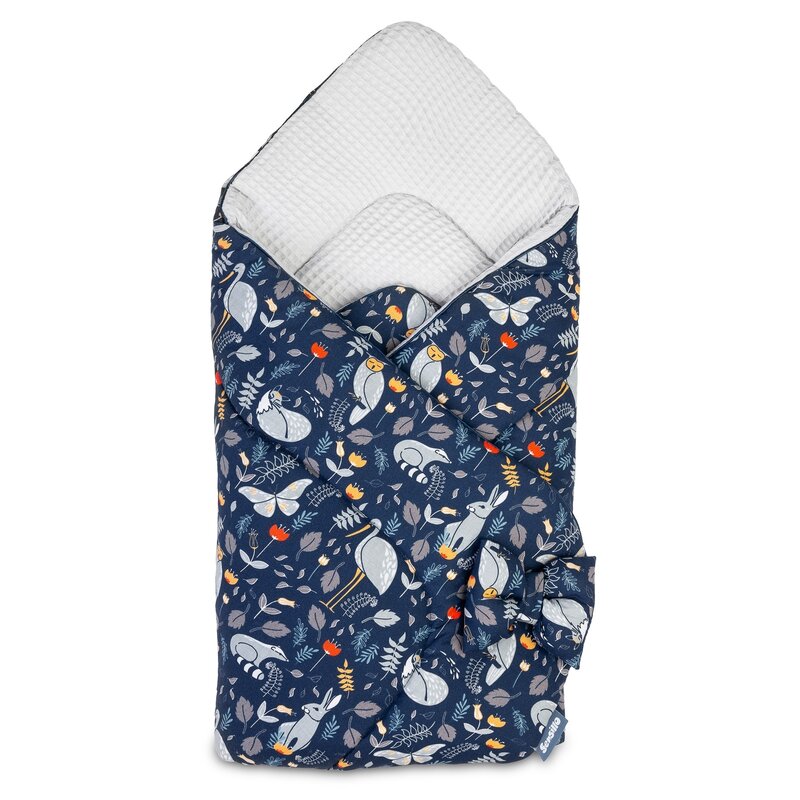 Sensillo - paturica de infasat wafel wrap regatul animalelor din bumbac, 75x75 cm