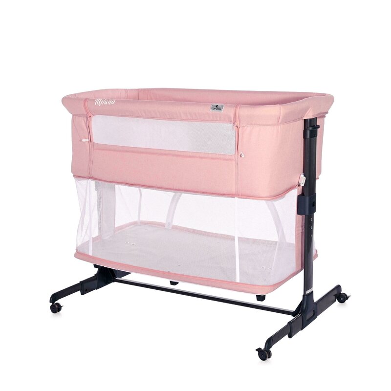 Lorelli - patut co-sleeper milano 2 in 1 din aluminiu, 87x50 cm, roz
