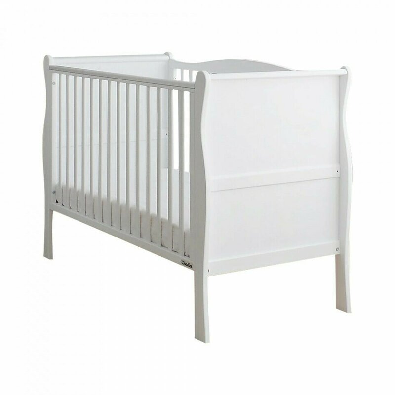 Woodies - Patut Bebe Din Lemn Masiv Noble Alb, 120 cm x 60 cm, Design Impunator, Confortabil, Rezistent