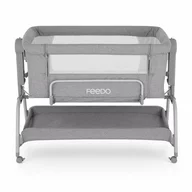 Patut co-sleeper, Feedo, Cu sistem de leganare, Inaltime adjustabila pana la 57-69 cm, sustine pana la 9 kg, 0 luni+ Gri