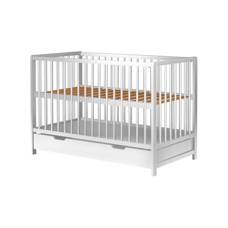 Hubners - patut copii din lemn dominic 120x60 cm alb cu sertar