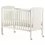 Patut din lemn bebe, 120x60 cm, Cu laterala culisanta, Din pin si mdf, Cu roti, Sina dentitie, Stabil si rezistent, White, FreeON, Mia - 4