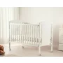 Patut din lemn bebe, 120x60 cm, Cu laterala culisanta, Din pin si mdf, Cu roti, Sina dentitie, Stabil si rezistent, White, FreeON, Mia - 6