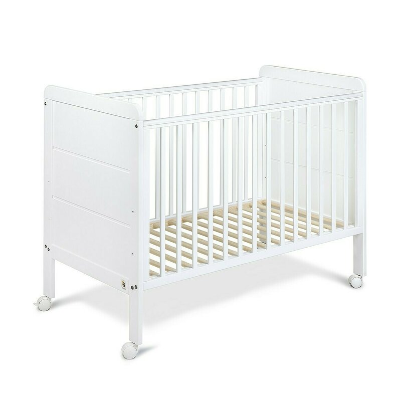 Patut cu roti yappymodern din lemn, yappykids, 120x60 cm, alb