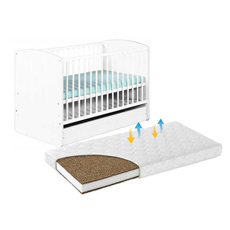 Klups - patut cu sertar karolina ii alb + saltea 10 mykids mydreams ii
