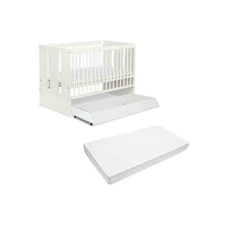 Klups - patut cu sertar paula alb + saltea 8 mykids confort ii