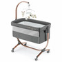 Patut cu leganare, Cullami, co-sleeper 2 in 1, Cu laterala culisanta, Cu setare unghiulara, Cu roti, Reglabil in 8 pozitii pe inaltime, Gold - 1
