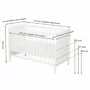 Patut din lemn bebe, 120x60 cm, Cu sina speciala pentru dentitie, Multifunctional, EN716-1, EN716-2, Alb, Qmini, Julia + Saltea 10 cm - 4